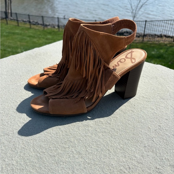 Sam Edelman Shoes - Sam Edelman Elaine Fringe Leather Heels Size 9 Boho Western Sandals